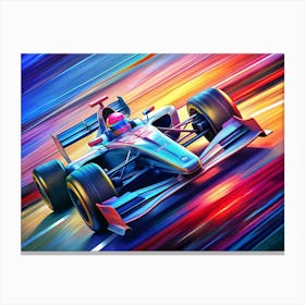 Fast Formula One Racing Car On A Colorful Track Canvas Print