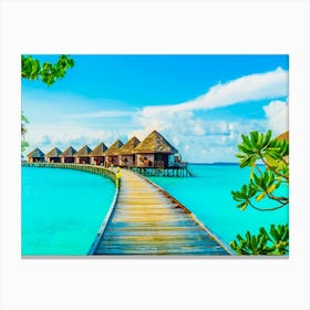 Maldives. Wooden bridge. Tropical. #2 Canvas Print