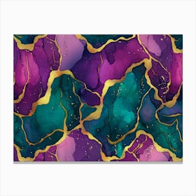 Dark Seamless Pattern Alcohol Ink Golden Texture Blue Green Purple Pink Burgundy Color Luxury 3d 2 Canvas Print