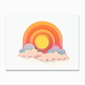 Paper Cut Sun And Clouds Canvas Print