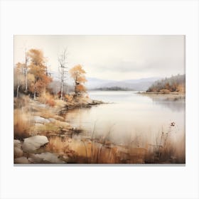 A Painting Of A Lake In Autumn 23 Canvas Print