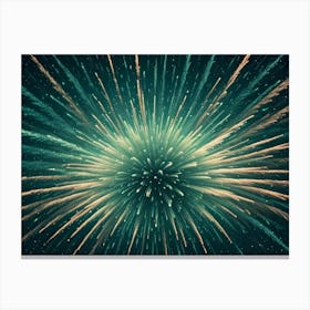 An Abstract Image Of A Cosmic Explosion With Green And Orange Hues Radiating Outward Canvas Print