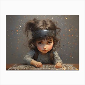 Little Girl With A Headband Canvas Print