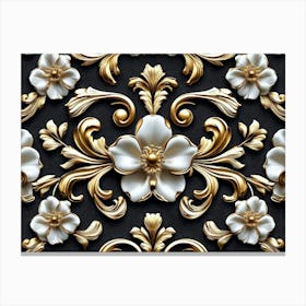 Gold Floral Wallpaper 4 Canvas Print