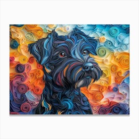 Black Russian Terrier Paper Quilling Dog Portrait Canvas Print