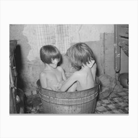 Untitled Photo, Possibly Related To Children Taking Bath In Their Home In Community Camp Canvas Print