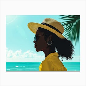 Illustration of an African American woman at the beach 15 Canvas Print