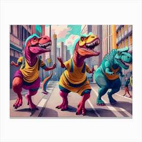 Dino Street Roarers Dancing To The Beatjpg Canvas Print