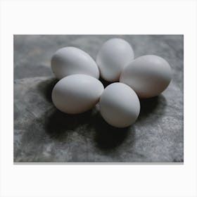 White Eggs On A Table 1 Canvas Print