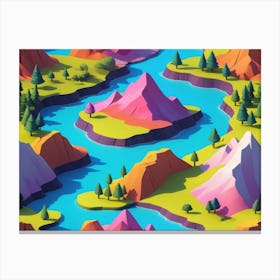 Low Poly Landscape Canvas Print