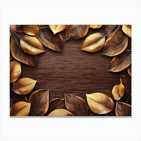 Autumn Leaves On Wooden Background 1 Canvas Print