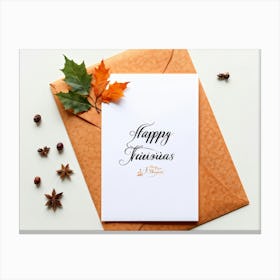 An Autumnal Thanksgiving Holiday Greeting Card In A Handwritten Calligraphy Design Vectorial Print (1) 2 Canvas Print