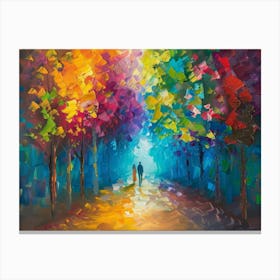 Couple Walking In The Forest Canvas Print