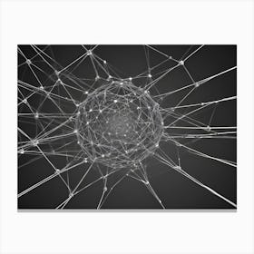 A Black And White Image Of A Network Of Interconnected Lines, Resembling A Web Or A Neural Network Canvas Print