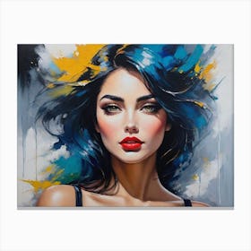 Woman With Blue Hair 3 Canvas Print