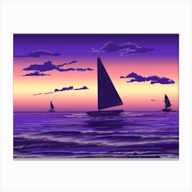 Sailboats At Sunset Canvas Print