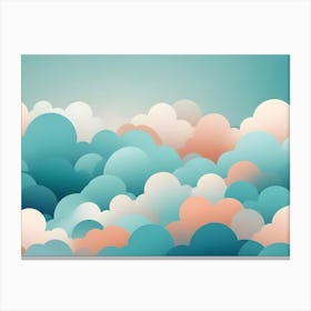 A Cartoon Style Illustration Of A Sky Filled With Colorful Clouds Canvas Print