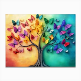 Colorful Tree With Vibrant Leaves Hanging Branches 1 Canvas Print