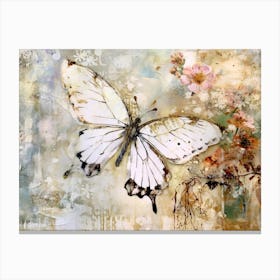 Butterfly And Flowers 1 Canvas Print