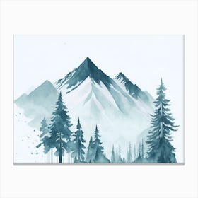 Mountain And Forest In Minimalist Watercolor Horizontal Composition 83 Canvas Print