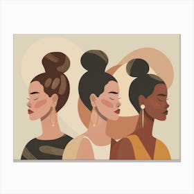 Three Women With Buns Canvas Print