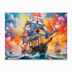 Sailing Ship In The Ocean Canvas Print