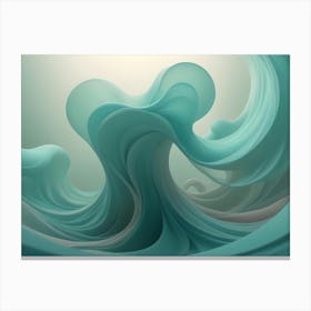 Abstract 3d Rendering Of Swirling, Fluid Shapes In A Vibrant Shade Of Teal Canvas Print