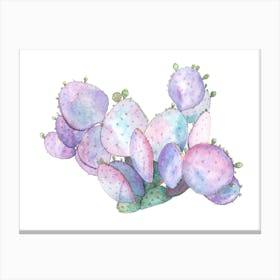 Watercolor Prickly Pear Cactus Canvas Print