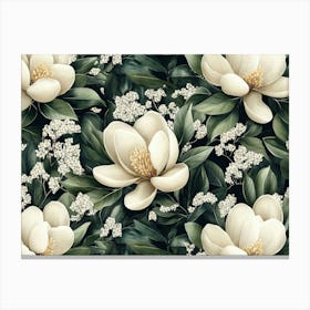 Magnolia Flowers Seamless Pattern, Luxury Floral Background Leinwandbilder