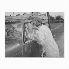 Kissing A Relative Goodbye, Muskogee, Oklahoma,Migrant Family Bound For California By Russell Lee Canvas Print
