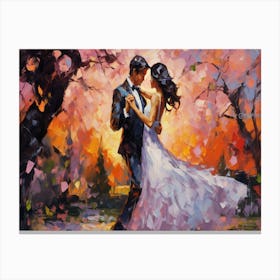 Couple Dancing In The Park Canvas Print