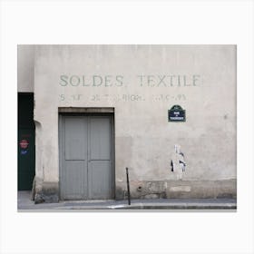French Wall Sign On Rue De Thorigny Paris Canvas Print