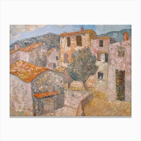 Village In Neutral Colours Painting Inspired By Paul Cezanne Stampe su tela