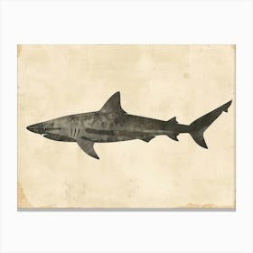 Tiger Shark Grey Silhouette 5 Canvas Print