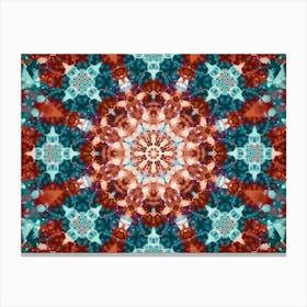 Alcohol Ink Blue And Red Abstract Pattern 2 Canvas Print