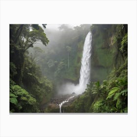 Waterfall In The Rainforest Paintings Art Print Canvas Print