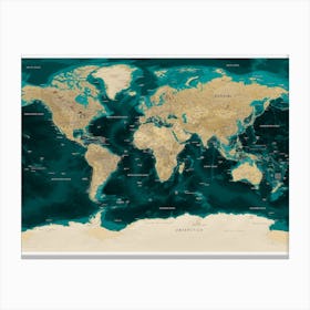 Detailed political world map Canvas Print