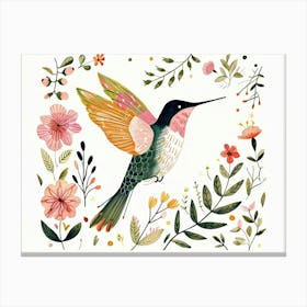 Little Floral Hummingbird 1 Canvas Print