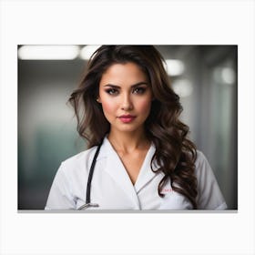 Portrait Of Pretty Smiling Nurse 5 Canvas Print