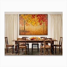 A Vintage Painting Esque Thanksgiving Celebration Enfolding Within An Intimate Group Nestled Amid R (2) 1 Canvas Print