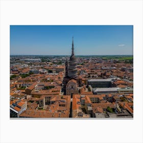Beautiful church in the center of Novara. Italy. Drone photography Canvas Print