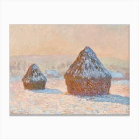 Wheatstacks, Snow Effect, Morning (1891), Claude Monet Canvas Print