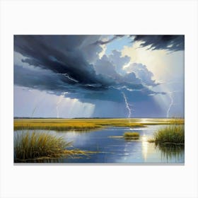 Lightning Over The Wetlands Canvas Print
