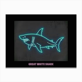 Pink Blue Neon Great White Shark Poster 3 Canvas Print