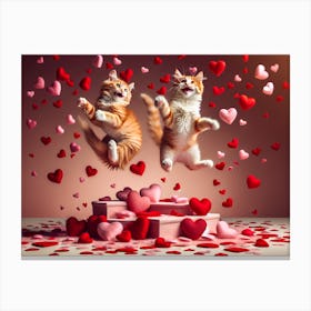 Valentine'S Day Cats Canvas Print