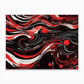 Abstract Painting Red and Black and White Psychedelic Canvas Print