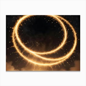 A Glowing Golden Ring Of Light Surrounded By Clouds, Creating A Magical And Ethereal Effect Canvas Print