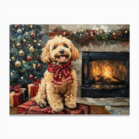 Christmas Goldendoodle 7 Canvas Print