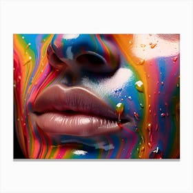 Face In Colorful Paint Canvas Print
