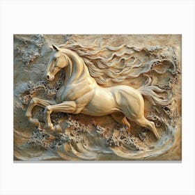 Beautiful Horse 3d Relief Art Canvas Print